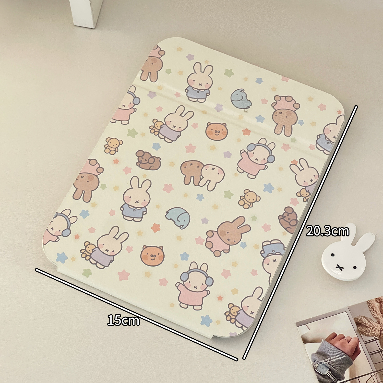 Cute conejo portátil espejo de maquillaje plegable dormitorio de estudiantes de oficina de escritorio espejo de maquillaje espejo de vestir