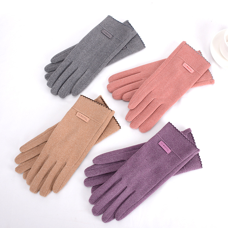 Winter gloves for women, split finger gloves, winter solid color, warm, touch screen, factory wholesale, velvet, snow skiing, cycling
