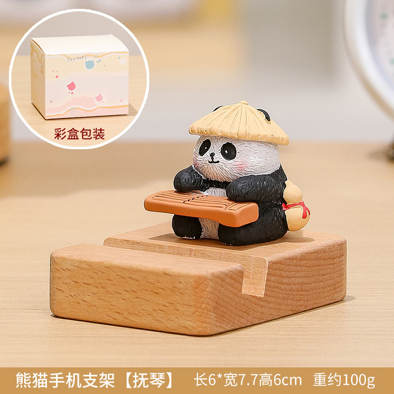 国宝パンダ携帯電話ホルダー、ピアノ、チェス、絵画、書道の小さな装飾品、かわいいパンダの文化的で創造的なギフト、デスクトップタブレットホルダー|undefined