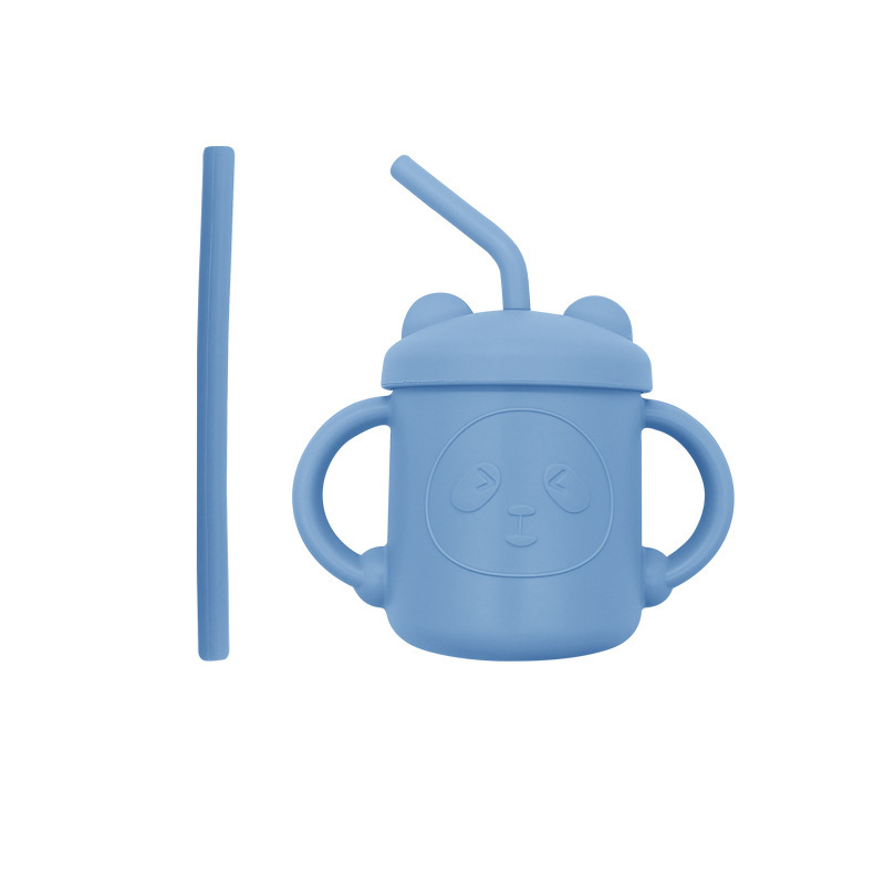 Taza de paja para niños taza de silicona taza de agua de Panda