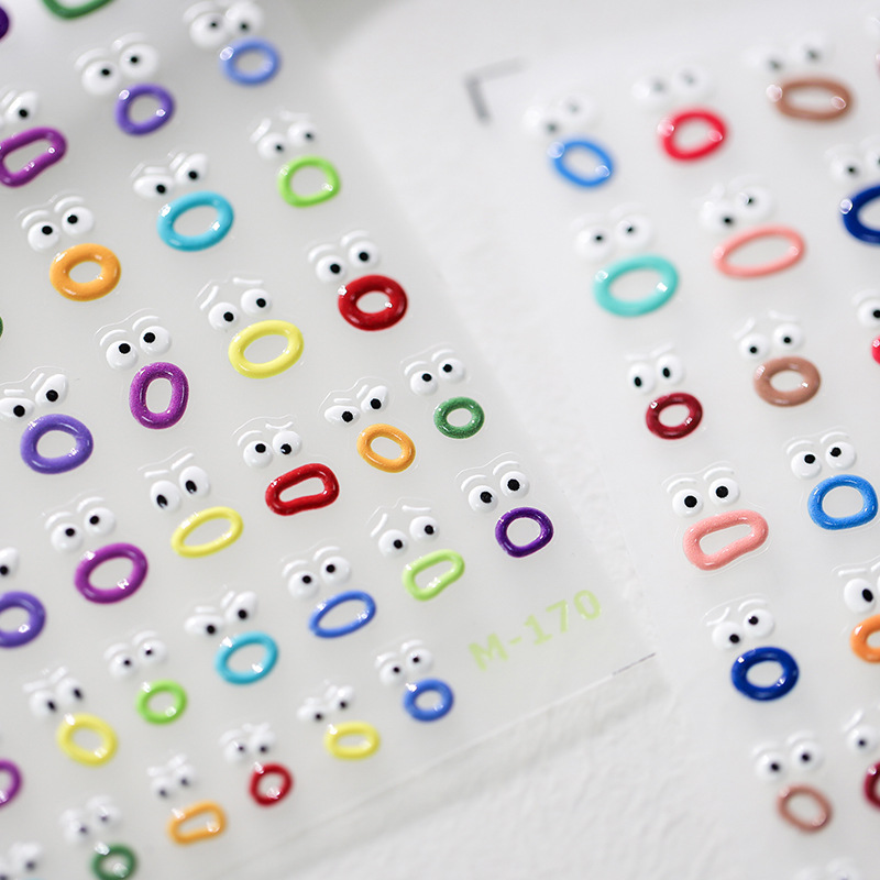 TENSOR nuevo arte lindo divertido uñas pegatinas boca extraña uñas pegatinas jalea serie M-135