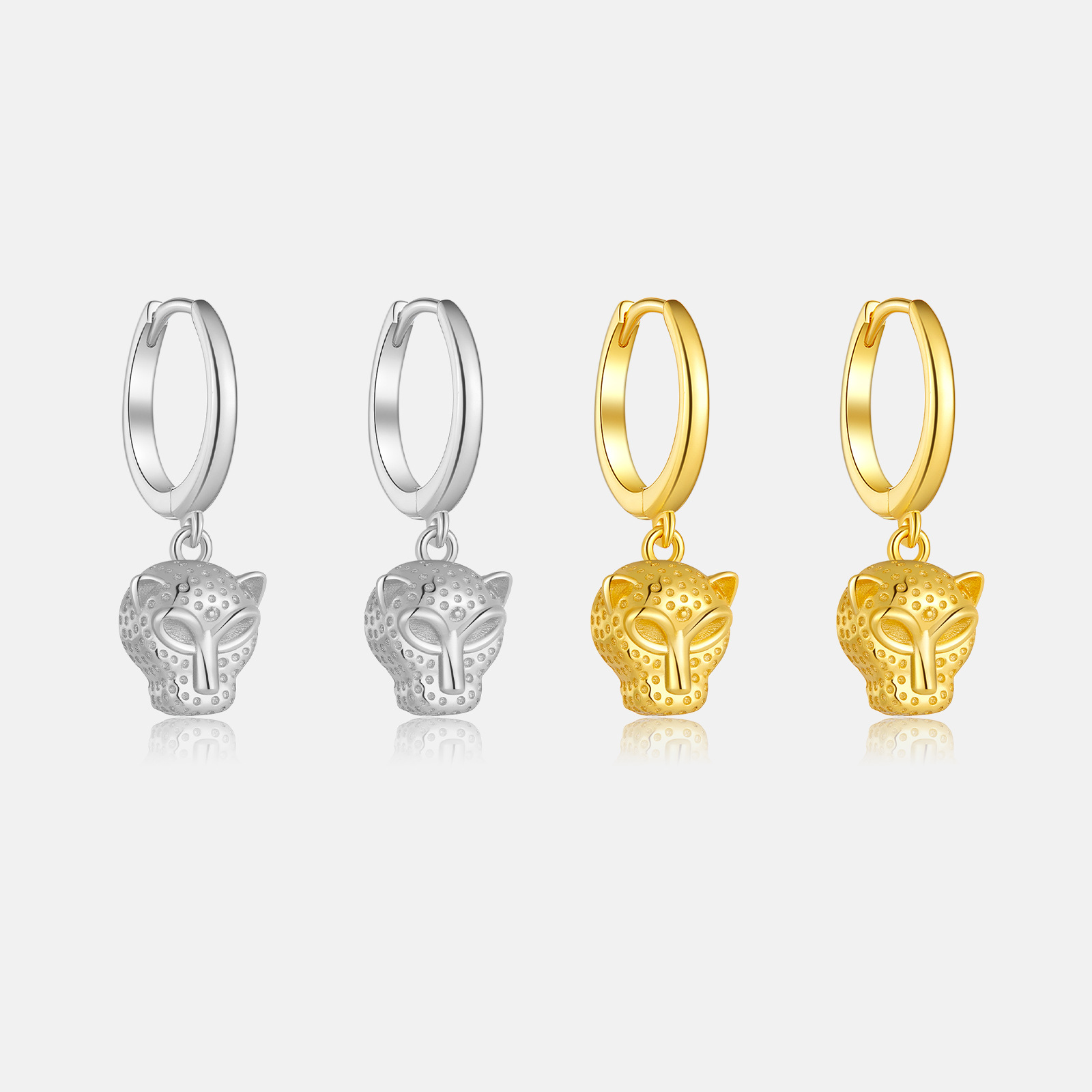 S925純銀天豹子動物耳吊耳墜耳環 2024年新款歐美簡約時尚INS耳飾