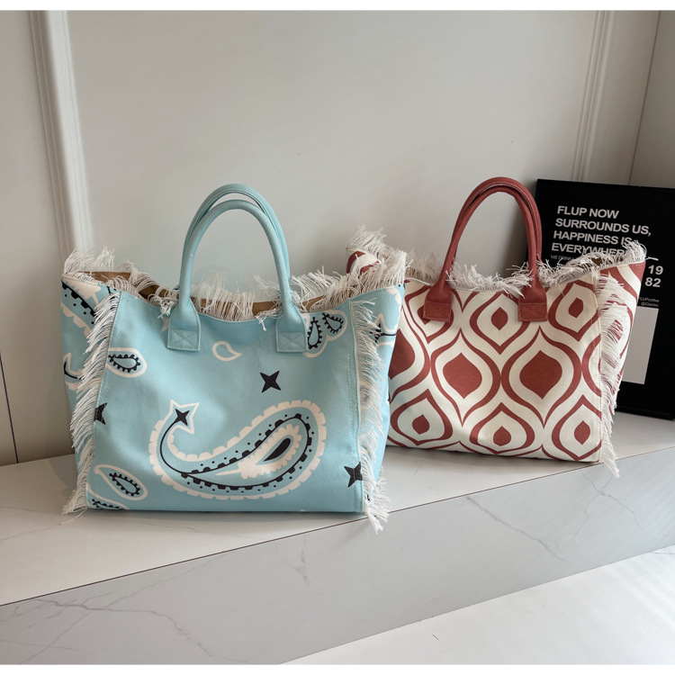 Bolsa de lona a rayas, bolsa de hombro de gran capacidad, bolsa de moda, bolsa de bolsa casual, bolsa de compras para damas