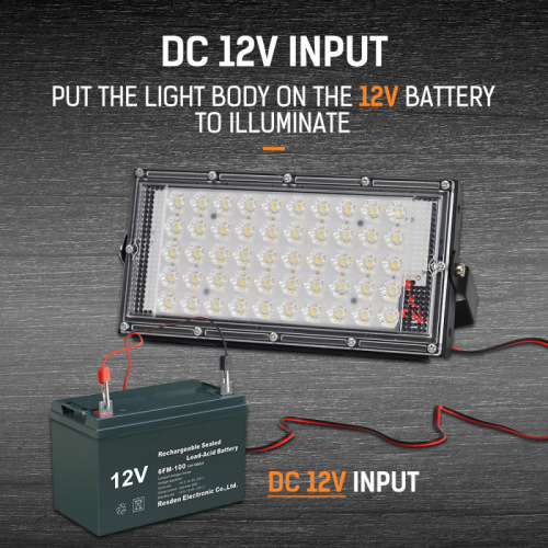 12V LED Aluminum Recessed Floodlight 50W White Outdoor Battery Floodlight Street Lamp Spotlight Garden Lamp Waterproof