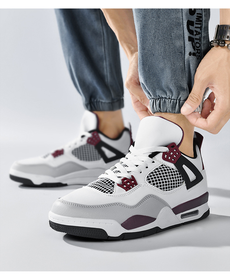 Giày thể thao nam AJ4 phong cách đường phố, sneaker unisex dễ phối đồ — AJ4 đen xám chi tiết 29