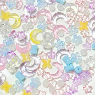 [Fudge] Super Q Joker Five-pointed Star Moon Bear Glass Accessories Mix DIY Handmade Beaded Material