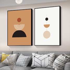 现代北欧抽象几何莫兰迪色落地玄关装饰画客餐厅卧室小众复古挂画