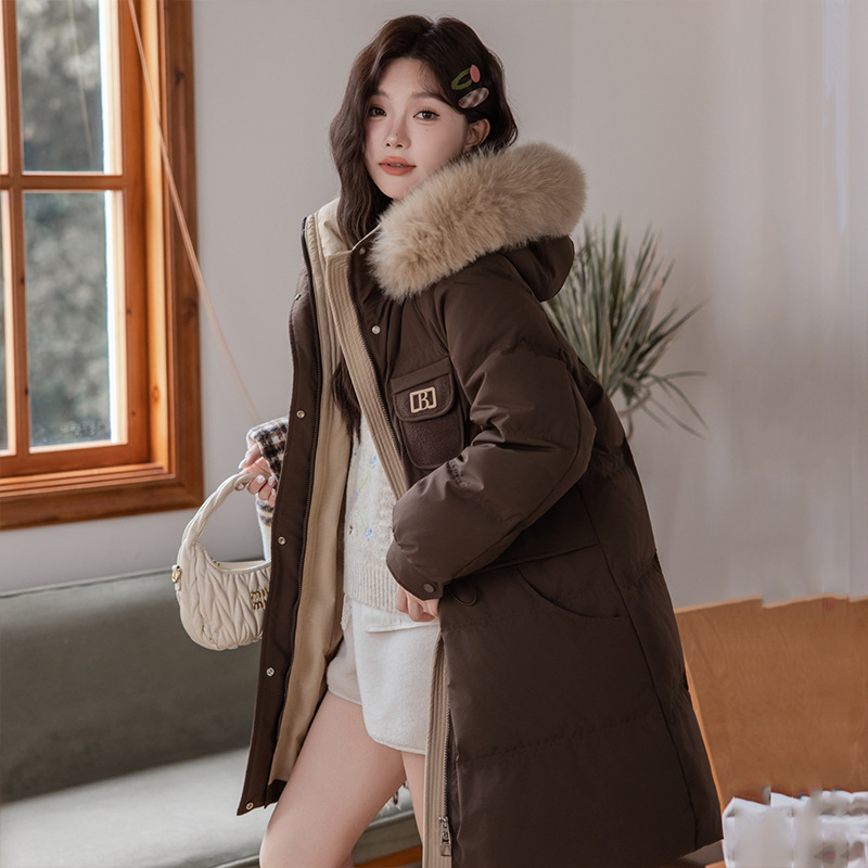 Plus-Size down Jacket for Women 100kg Plus-Size Medium-Long 150kg White Duck down Extra-Large down Jacket 1033