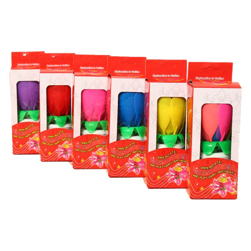 Triángulo transfronterizo pierna giratoria Lotus vela cumpleaños pastel decoración creativa fiesta música electrónica Lotus vela