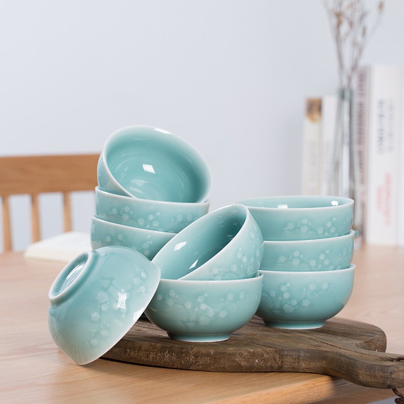 龙泉青瓷家用中式米饭碗小号加厚饭碗 陶瓷4.5英寸稀饭碗酒店餐具