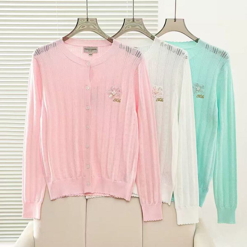 2026 Spring and Summer New Women's Clothing Preppy Style Sweet Lace Round Neck Knitted Sweater Cardigan Ttck2623W1K 2026 Spring and Summer New Women's Clothing Preppy Style Sweet Lace Round Neck Knitted Sweater Cardigan Ttck2623W1K