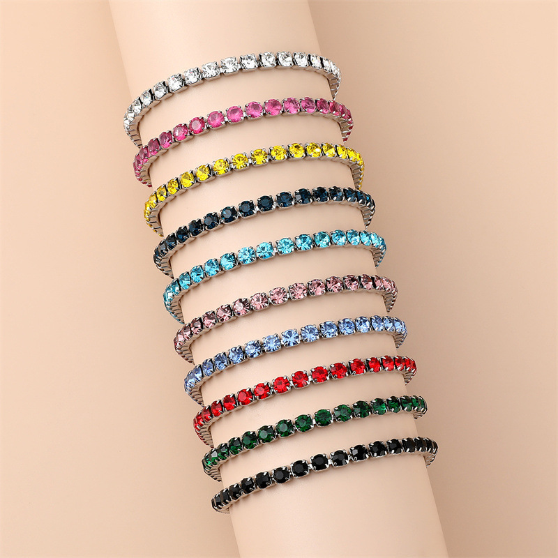 European and American Style Colorful Zircon Tennis Bracelet for Women, Available in Multiple Colors, Full of Sparkling Diamonds, Versatile and Elegant Jewelry Wholesale European and American Style Colorful Zircon Tennis Bracelet for Women, Available in Multiple Colors, Full of Sparkling Diamonds, Versatile and Elegant Jewelry Wholesale