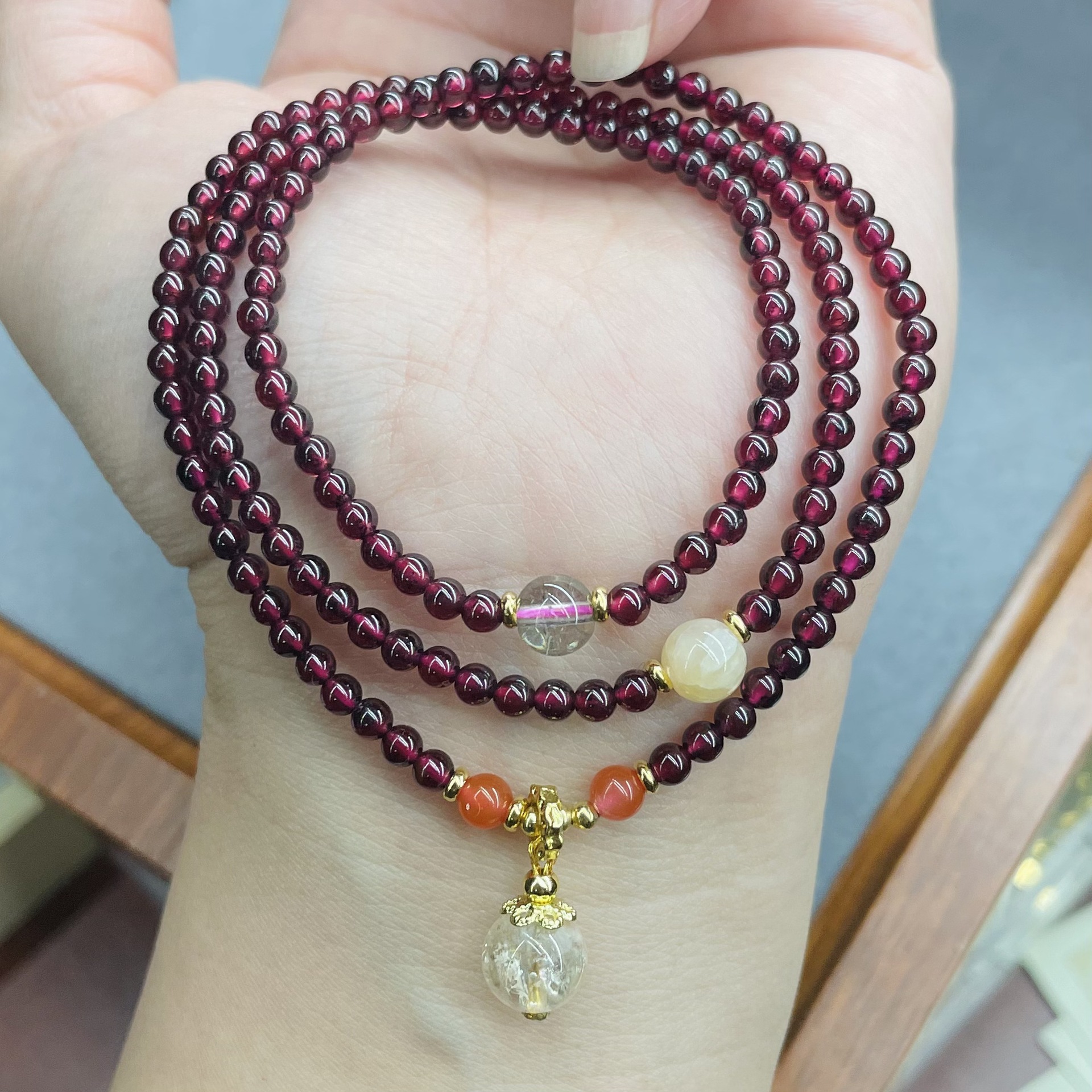 天然石榴石原创DIY国风手链美女饰品批发直播货源