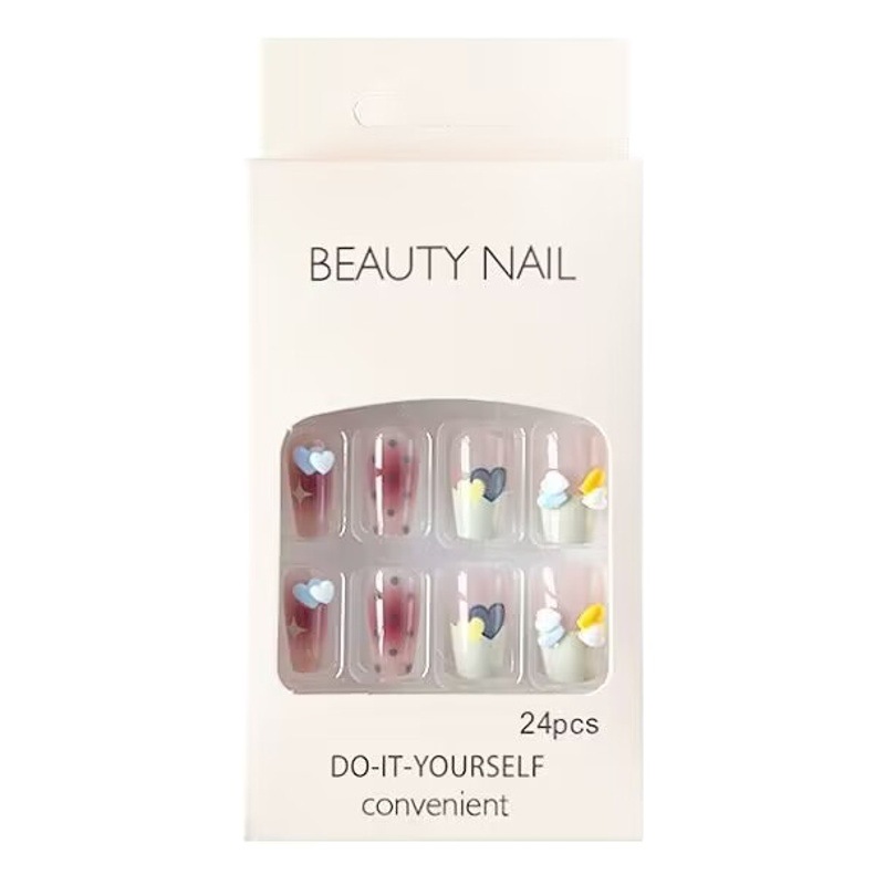 Uñas postizas de alta gama de otoño e invierno, uñas de manicura extraíbles y extraíbles, pegatinas de uñas usables terminadas, uñas usables de mariposa