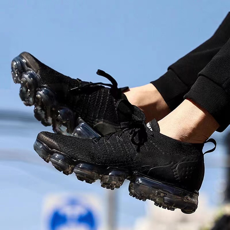 Men's Shoes, Knitted Running Shoes, Full-Length Air Cushion Air Max Women's Shoes, White and Black Comfortable Casual Shoes, Sports Shoes, Fitness Shoes