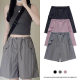Grey Work Shorts Women's 2025 Summer Thin Casual High Waist Wide Leg Design Sense Sports American Pants