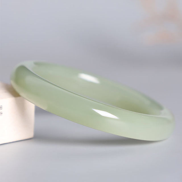 Vòng tay ngọc bích tự nhiên Tân Cương Hetian – nước trong vắt, phong thủy may mắn — Khuyến mãi lớn trong thời gian có hạn [mô hình thông thường] khắc chủ quặng thô chi tiết 10