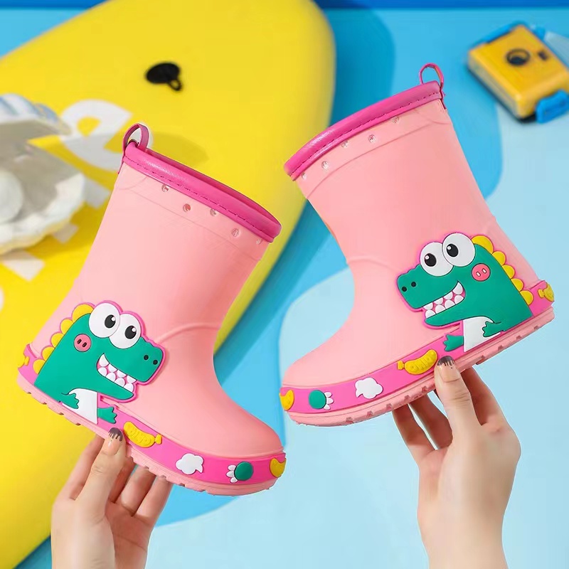 New Cartoon Kidsren's Rain Boots Girls Boys Water Boots Baby Outdoor Mid-calf Rain Boots Waterproof Non-slip Cute Rubber Shoes