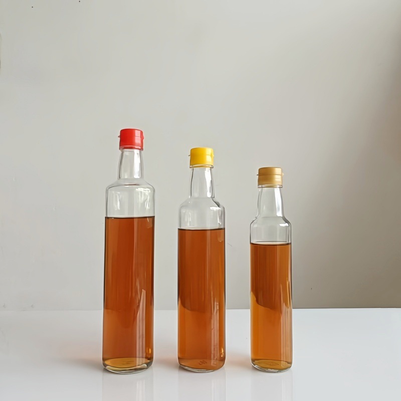 酱油醋玻璃瓶圆形拉环盖200ml250ml400ml500ml香油瓶麻油山茶油瓶