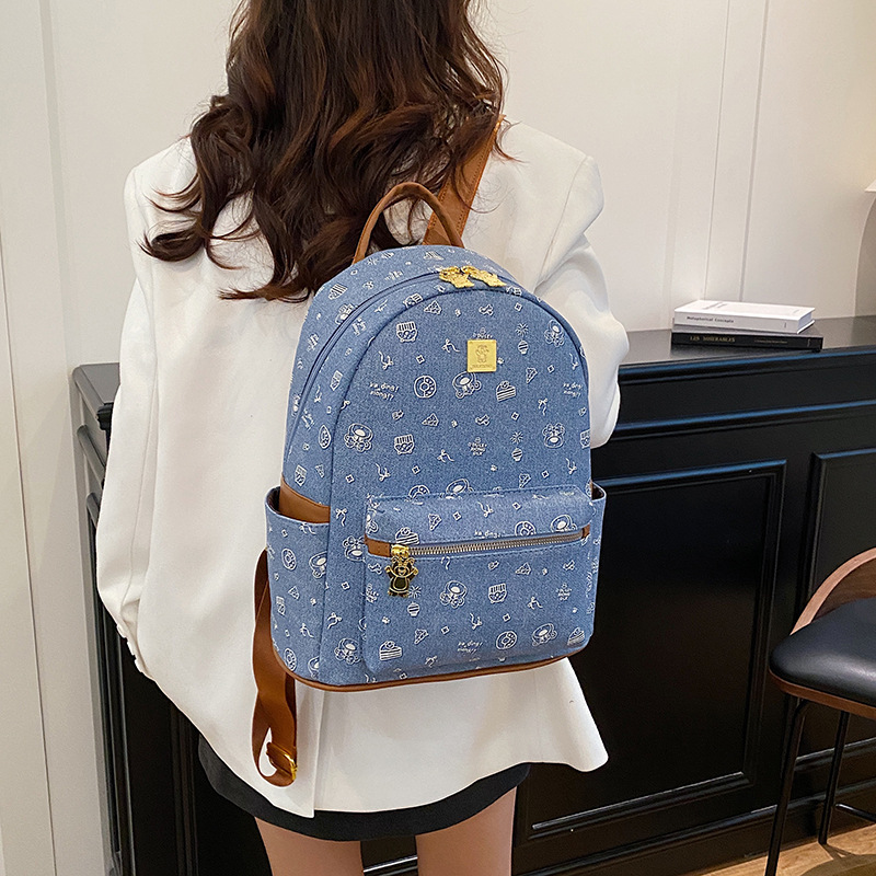 Mochila de moda coreana impresa de mujer, mochila de viaje de gran capacidad, 2026 nueva mochila de viaje de mujer