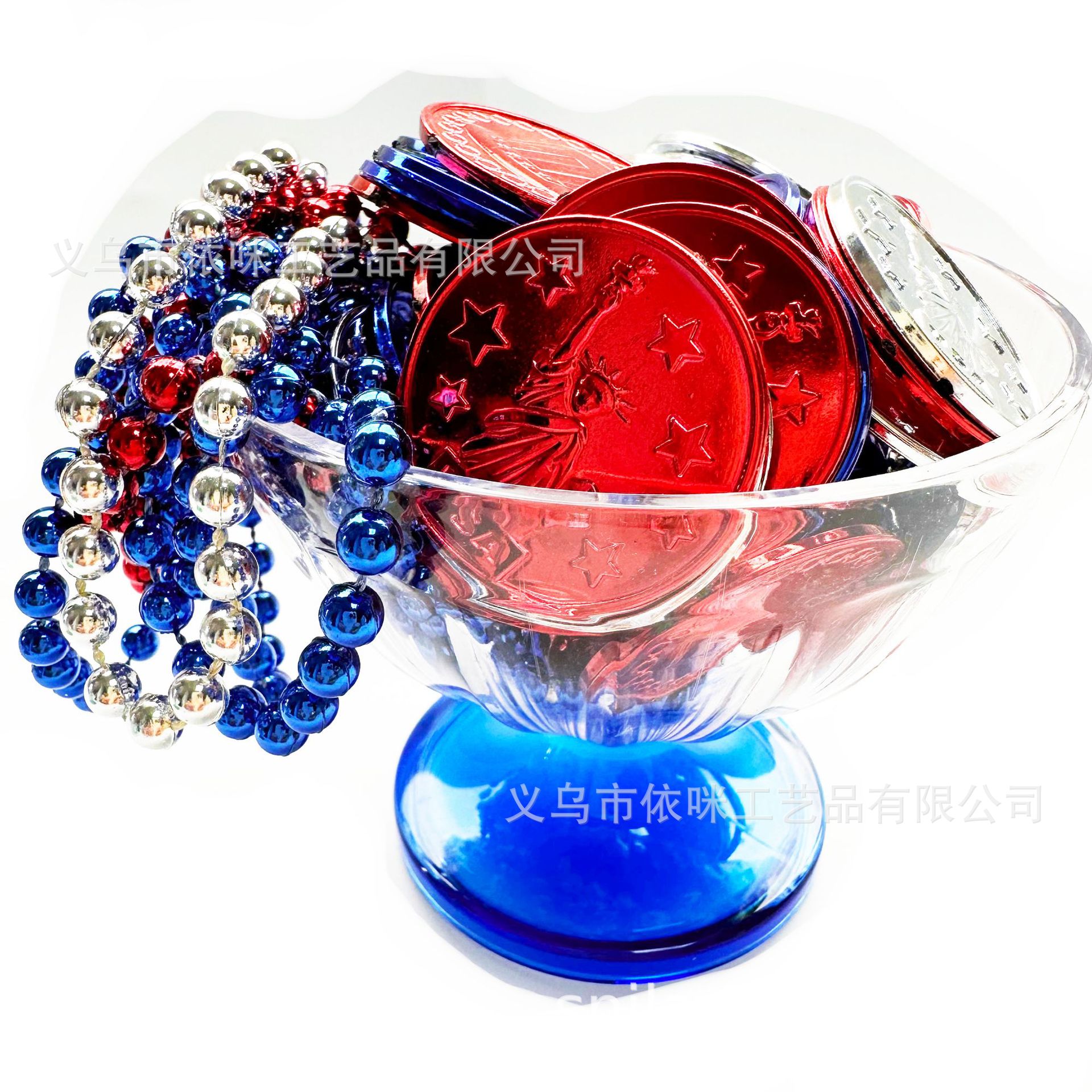 Collar del Día de la Independencia Collar del Día Nacional de los Estados Unidos Decoración del festival Cadena de cuentas Fiesta Fiesta Colgante de plástico Collar transfronterizo