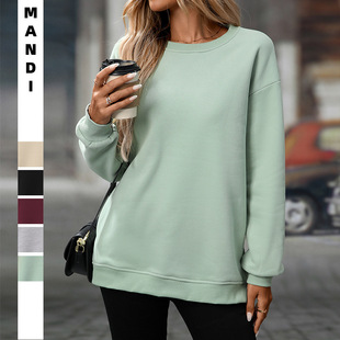 2025 New Autumn and Winter Women's Clothing Amazon Round Neck Long-Sleeved Sweatshirt Y2K Fashion Pullover Fleece Sweatshirt