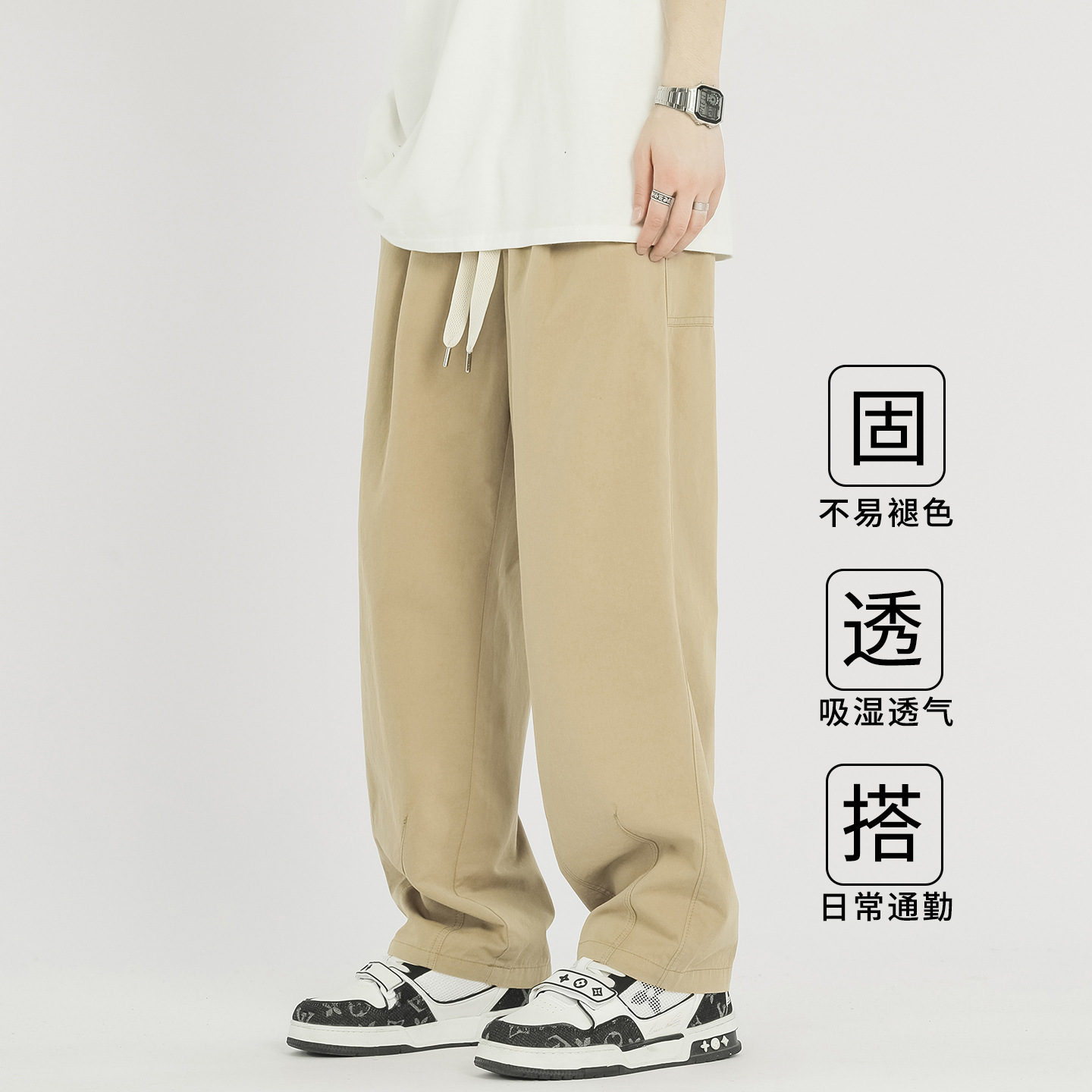 Men's Pure Cotton Cargo Pants 2026 Autumn New American Style Loose Straight Trendy Versatile Casual Wide-Leg Pants for Men