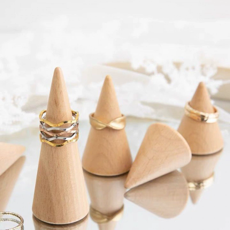 Кольцо стеллаж стойка из цельного дерева дисплей Конус кольцо держатель указал палец ювелирные изделия съемки реквизит от имени производителей