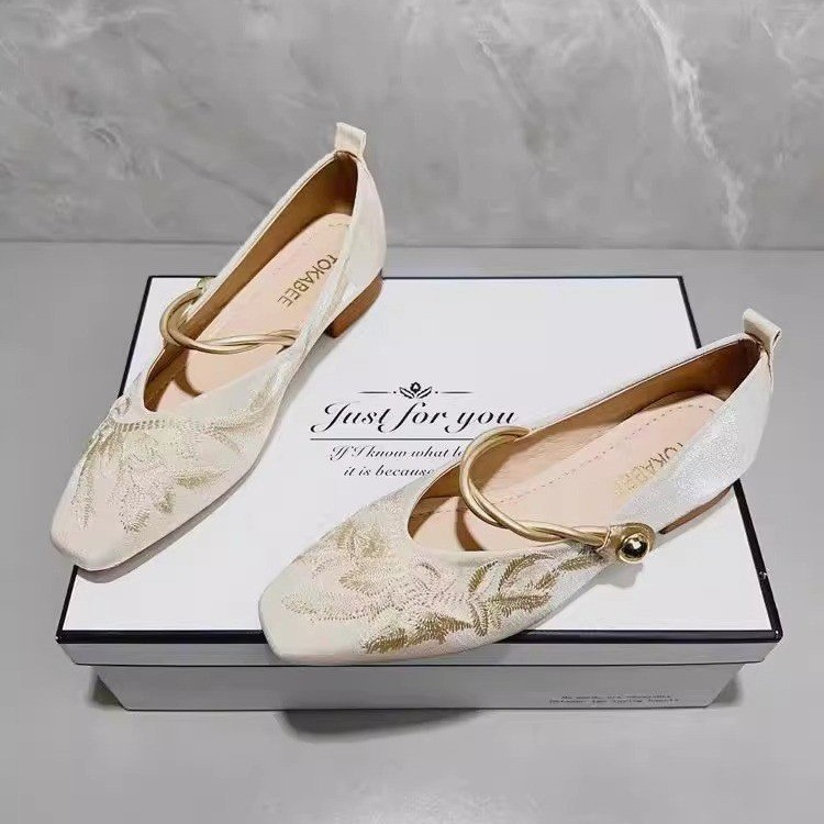 国风新中式方头复古方跟一字扣玛丽珍软底刺绣软底单鞋旗袍鞋2025