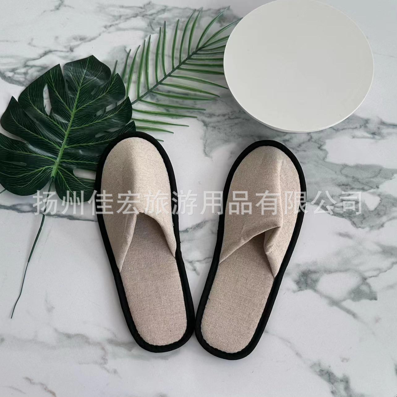 一次性客房抽条粗麻布料，灰拖鞋， 7MMeva 底，28*11