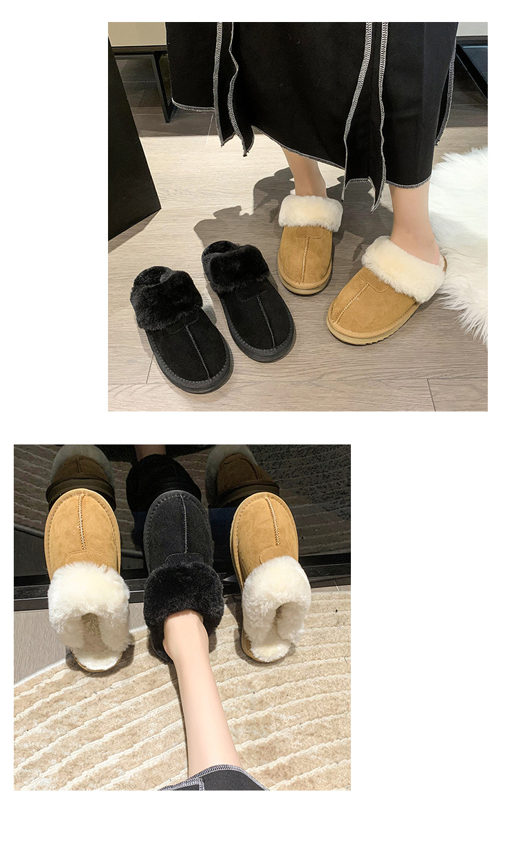 Pantofole pelose casual da donna, indumenti esterni con suola spessa, nuove mezze pantofole Baotou per la casa invernale 2022 più scarpe pigre in velluto_voghion.com