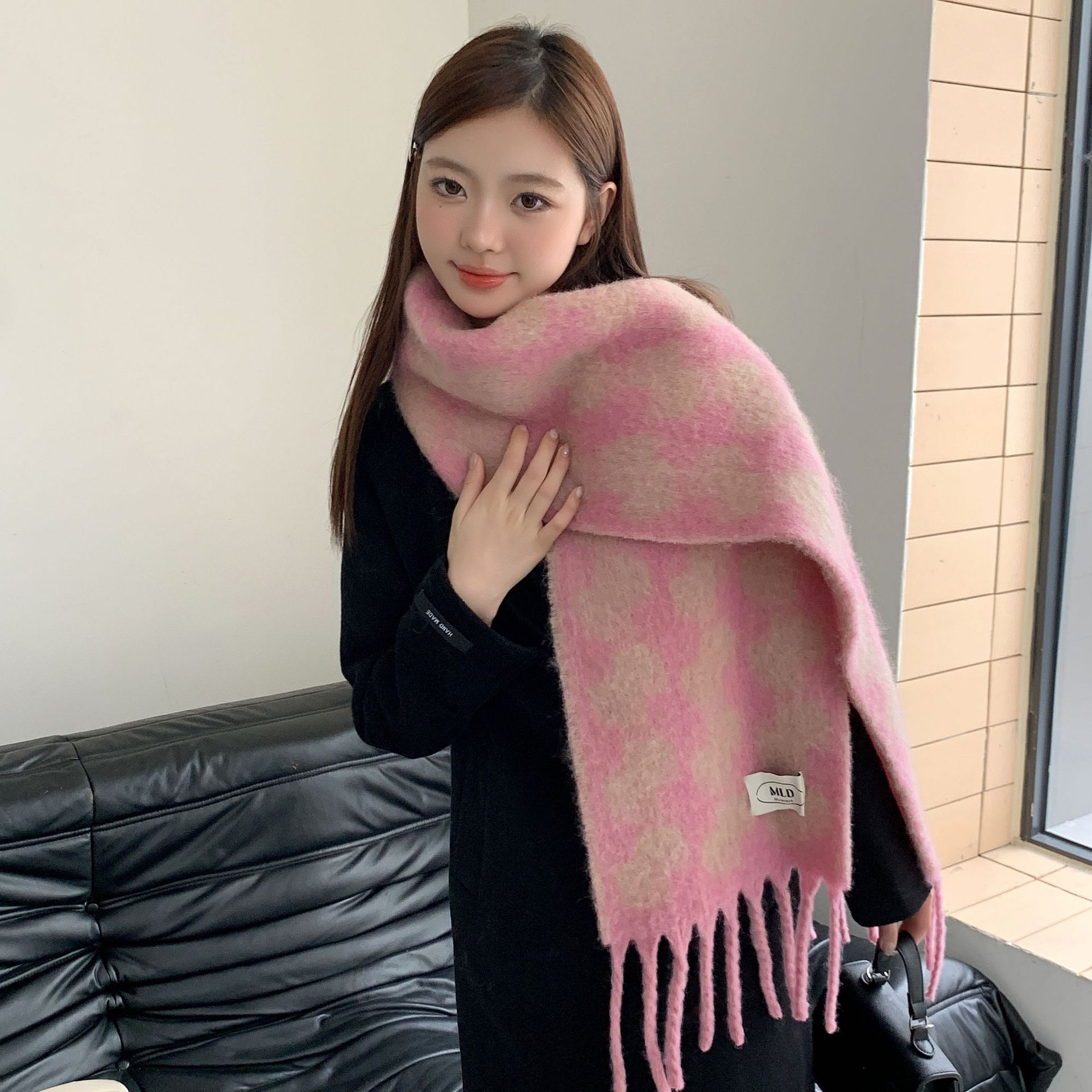 Otoño y invierno blanquear suave mahai vello chaleco coreano atmósfera bufandas a cuadros para mujeres calientes