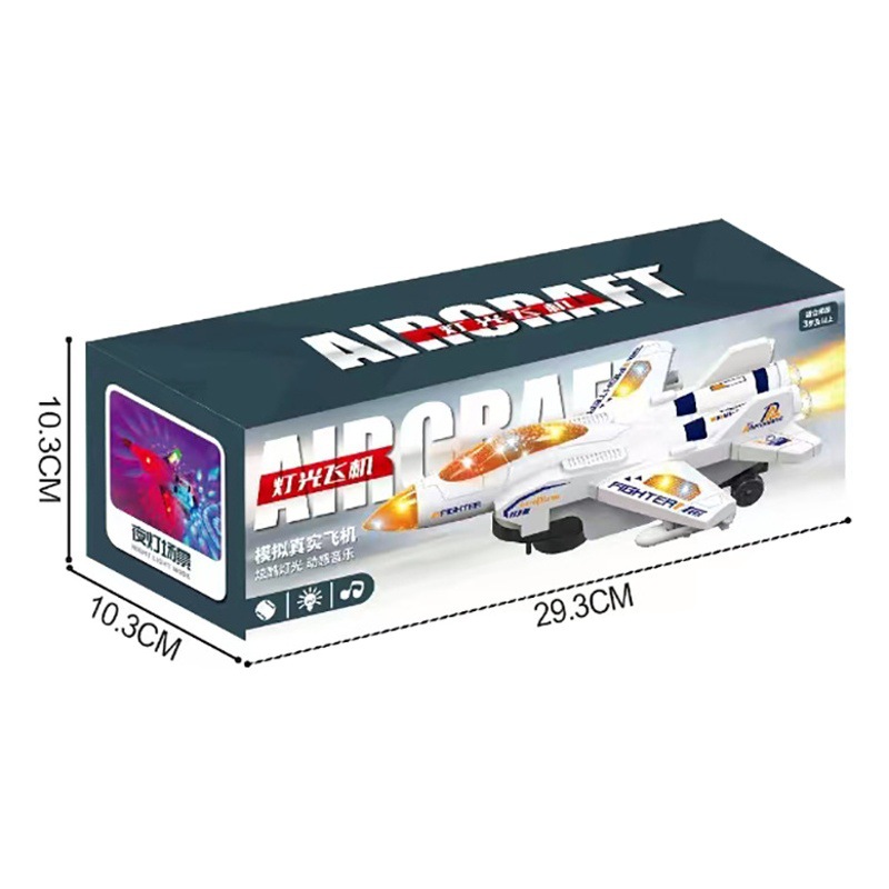Truco eléctrico giratorio aviones de combate rueda universal colorido música luz niños juguete aviones puesto al por mayor