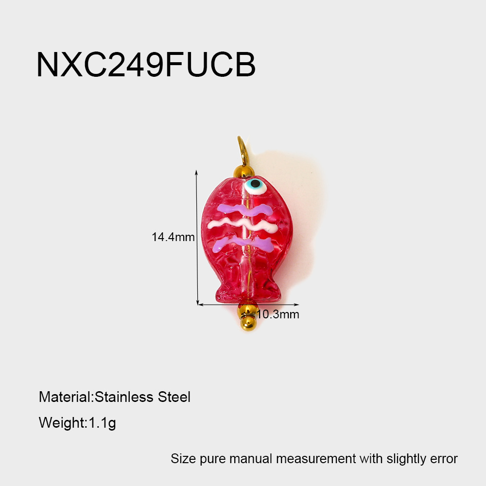 2g Weight PVD Coated Gold Plating Process Pendant Jewelry Making Type 22*20MM Jewelry Making Size 1 Piece Quantity 304 Stainless Steel, Glass Material Color Block, Heart Shape, Fish Pattern Cute, Sweet Style Irregular Craft 1 Piece 22*20MM 304 Stainless Steel Glass Color Block Heart Shape Fish Polished Pendant DIY Ornament Accessories 12