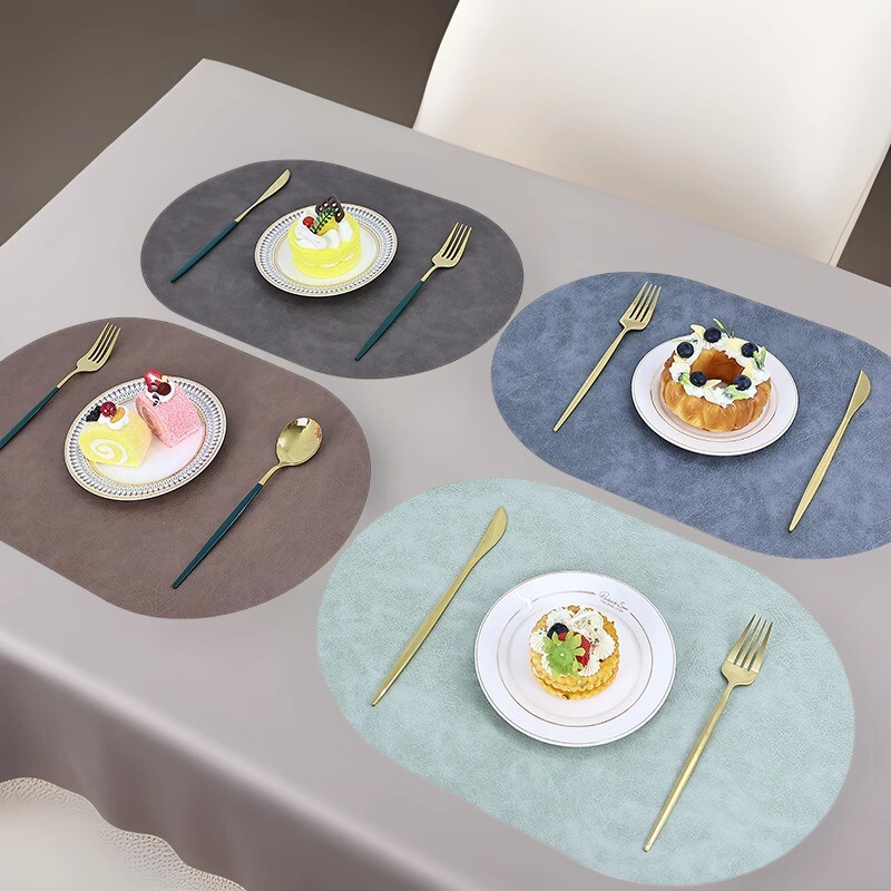 牛革の革の食事のマットの洋食のマットの防水の防油のテーブルのマットの高級なレストランのホテルの断熱のマットのコースター|undefined