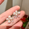 Golden cigarette holder pearl with zircon, earrings
