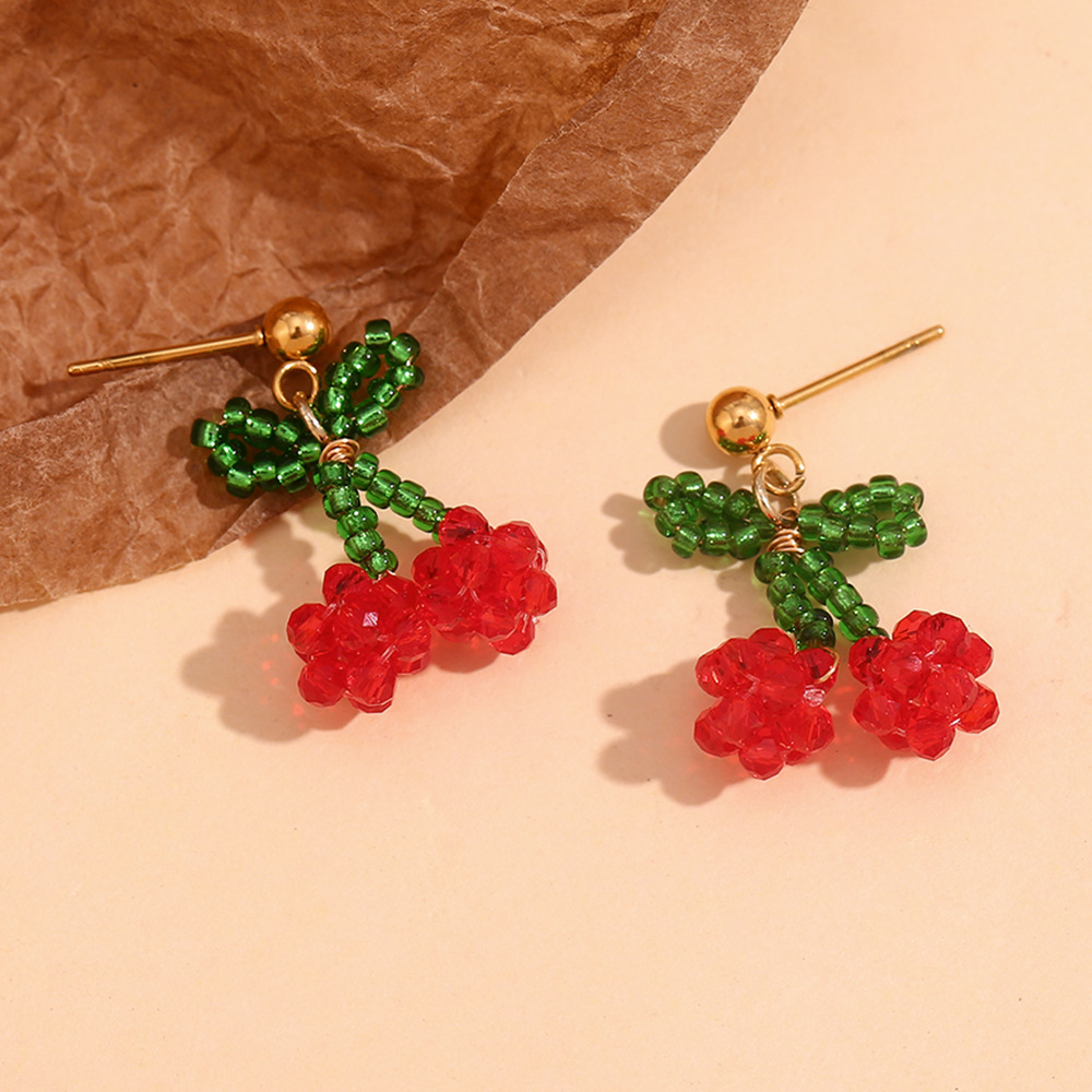 Bow Raspberry Colored Stainless Steel Stud Earrings