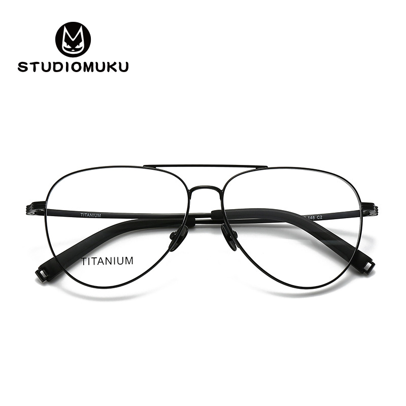 STUDIOMUKU gafas de madera clásica estilo de escuela retener retro doble haz marco de gafas de titanio puro marco de gafas