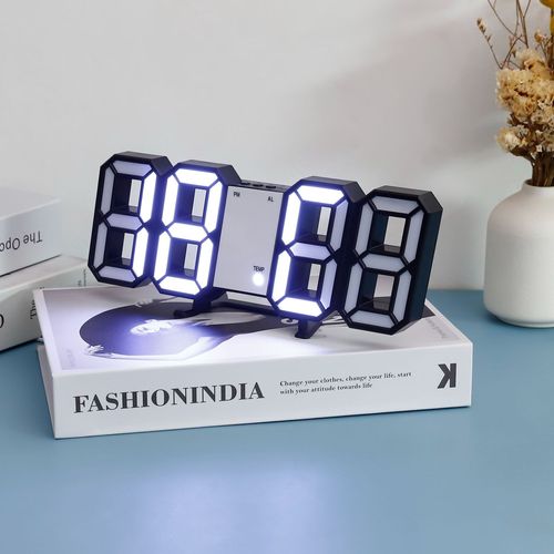3D digital alarm clock with adjustable night light, minimalist desktop clock, wall-mountable LED electronic alarm clock, cross-border
