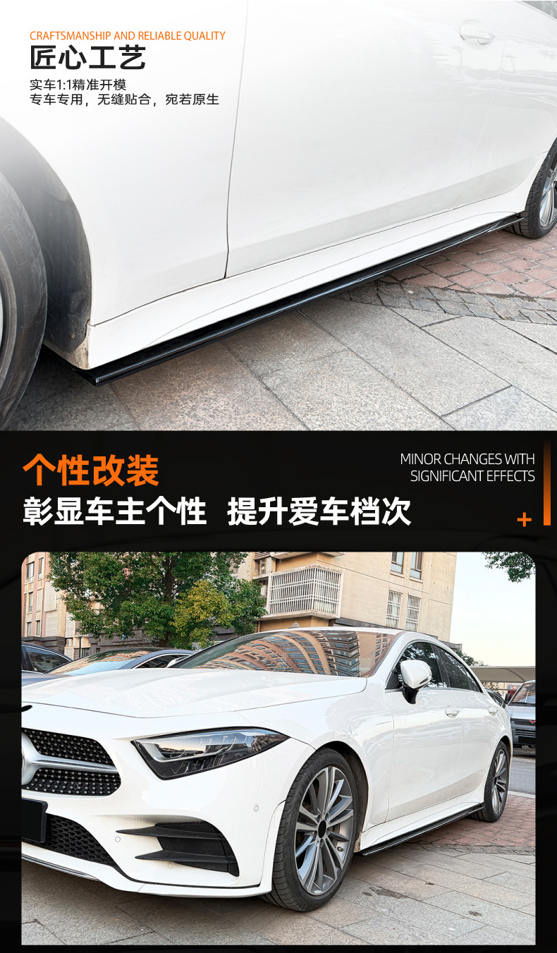 Suitable for Mercedes-Benz Cls C257 Amg Line 2018+ Model Side Skirt Spoiler Exterior Decoration Cross-Border Modification