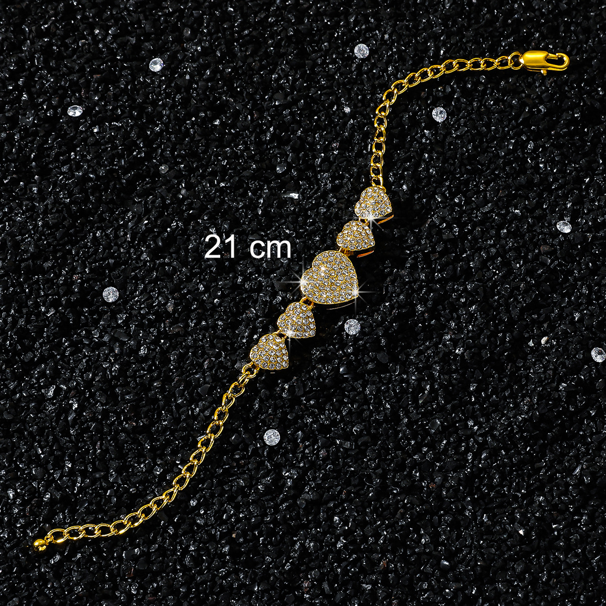 Men's Gender Hip-Hop Heart Shape Rhinestones Alloy O-shaped Chain Chain & Link Bracelets Wholesale