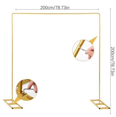 Accesorios de boda transfronterizos Soporte de arco de hierro forjado Fondo de escenario Marco de flores decorativo Arco de boda Marco de hierro cuadrado dorado