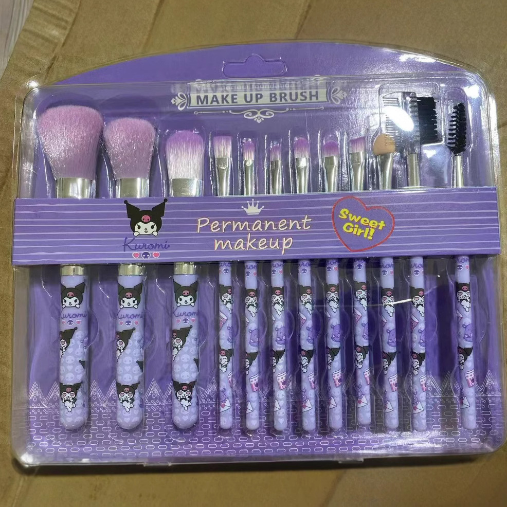 Estilo explosivo transfronterizo de alta calidad 12 nuevos pinceles de maquillaje de dibujos animados súper lindos Kulomi, pinceles sueltos, pinceles para sombras de ojos