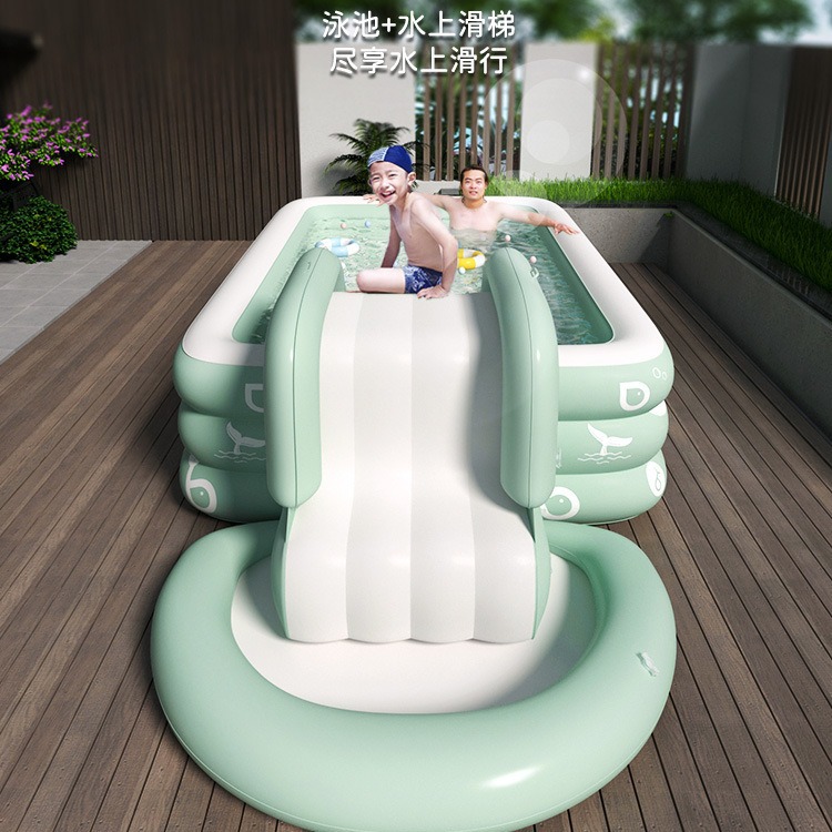Travel inflatable swimming pool, big slide, toy play in water, increased thickness 2