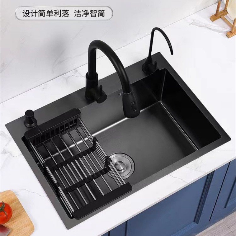Acero inoxidable, agua negra, cocina grande, fregadero para el hogar, lavabo bajo encimera, lavabo para lavar platos, fábrica de una pieza al por mayor