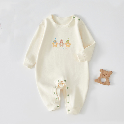 Baby clothes, baby jumpsuits, spring and autumn newborn infants and toddlers, newborn pure cotton pullover jumpsuits