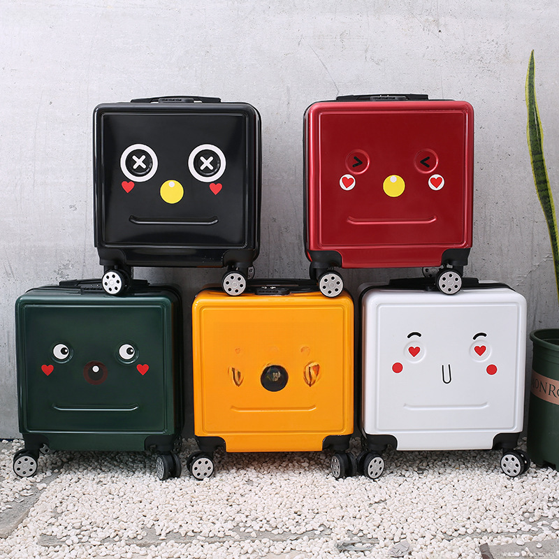 Children's Trolley Case logo Cartoon Luggage Case Sitting Carton Box Man Boarding Case Universal Wheel Suitcase 3D Women