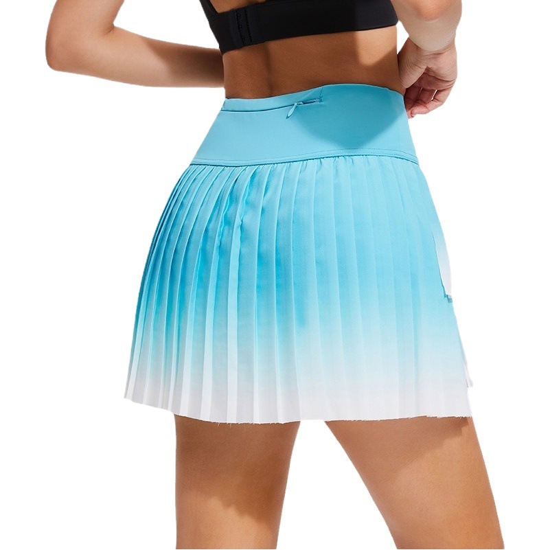 Verano nueva Falda plisada de dos piezas falsa de secado rápido anti-exposición cintura alta estiramiento al aire libre transpirable maratón deportes falda