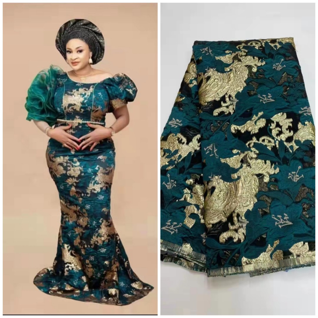 喇叭花图案提花面料蕾丝花边欧根纱礼服辅料jacquard lace fabric