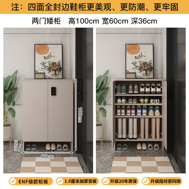 Home Shoe Cabinet in the Hallway Outside the Door, European Pine Board, One Elevator, One Household, Lockable, Multi-Functional Corridor, Large-Capacity Storage Cabinet